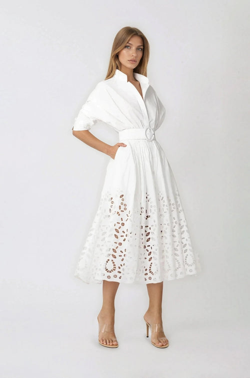 Hayden Shirt Dress – White