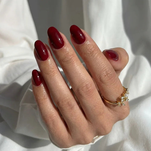 Grape Red Oval Nails - Press On Nails