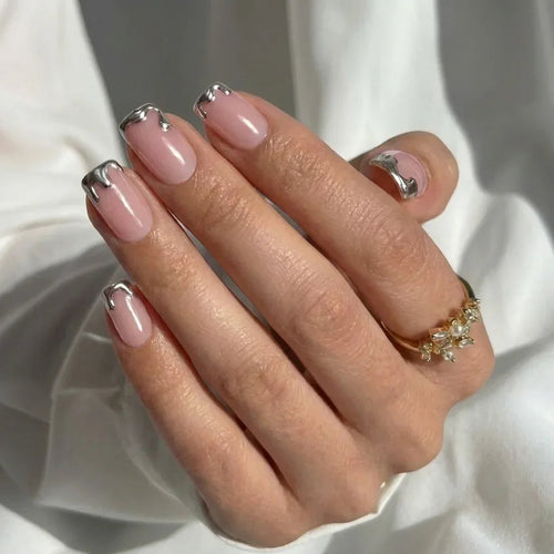 Chrome Edge Square Nails - Press On Nails