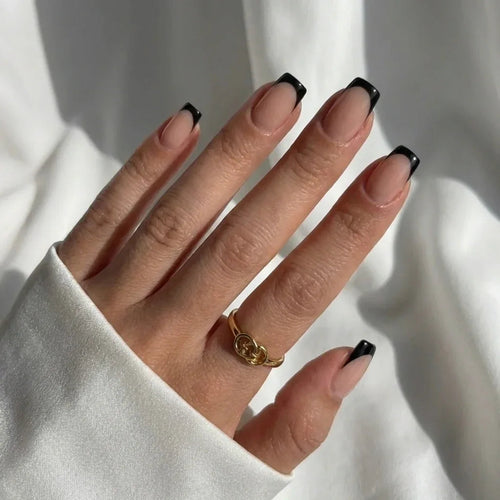 Classic Black French Square Nails - Press On Nails