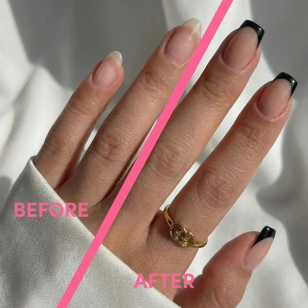 Classic Black French Square Nails - Press On Nails