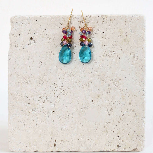 Neon Blue Quartz Bala Earrings