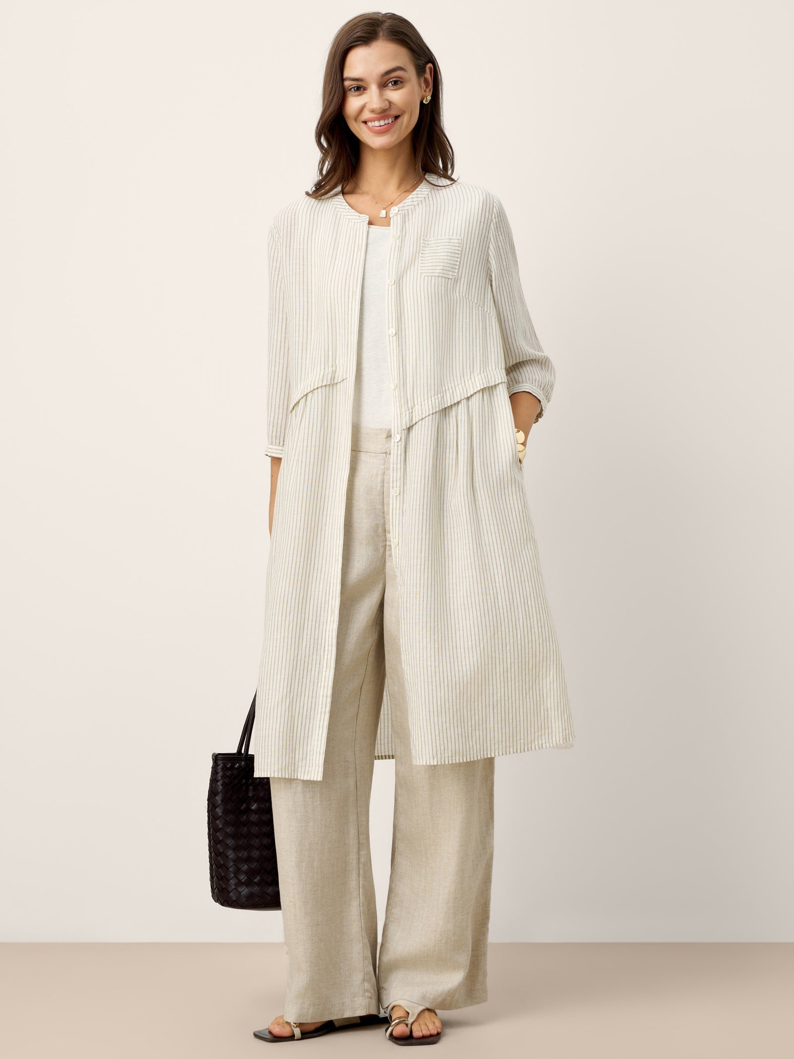 Linen-Lyocell Deconstructed Asymmetric Front Pleat Mini Dress EULALIE