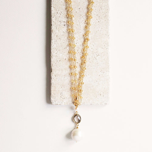 Aqua Chalcedony Pearl Convertible Necklace