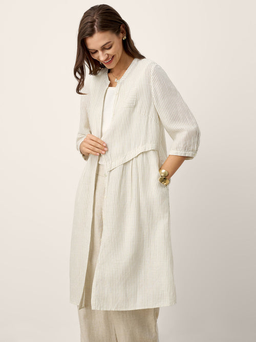 Linen-Lyocell Deconstructed Asymmetric Front Pleat Mini Dress EULALIE