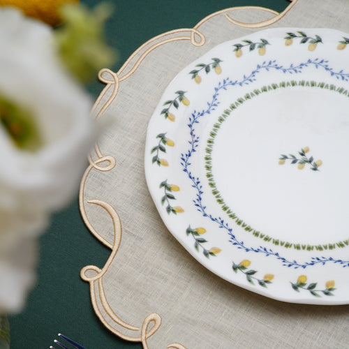 CELESTIA LINEN IVORY GOLD TRIM SQUARE PLACEMAT