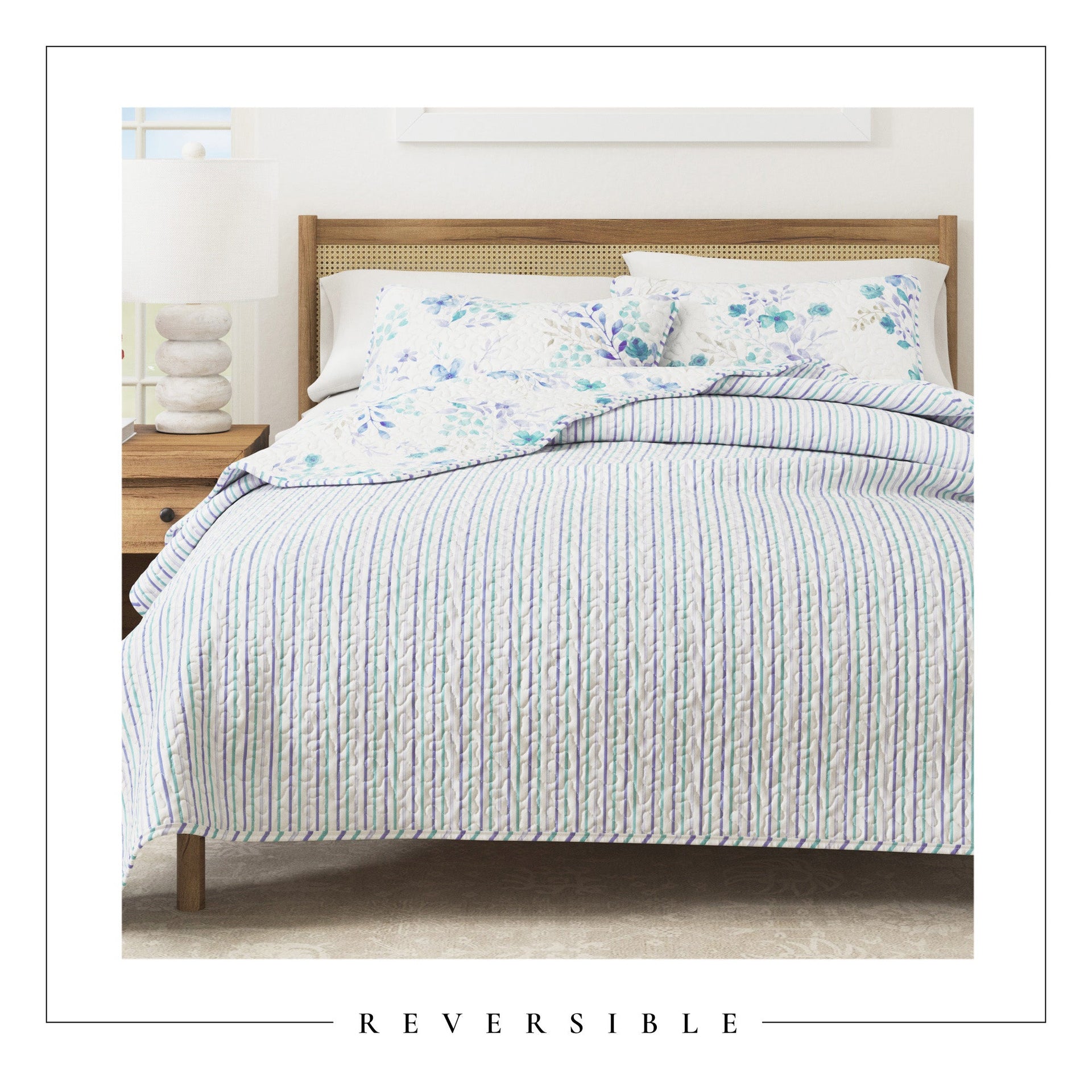 3-Piece Floral Quilt Set - April Morning