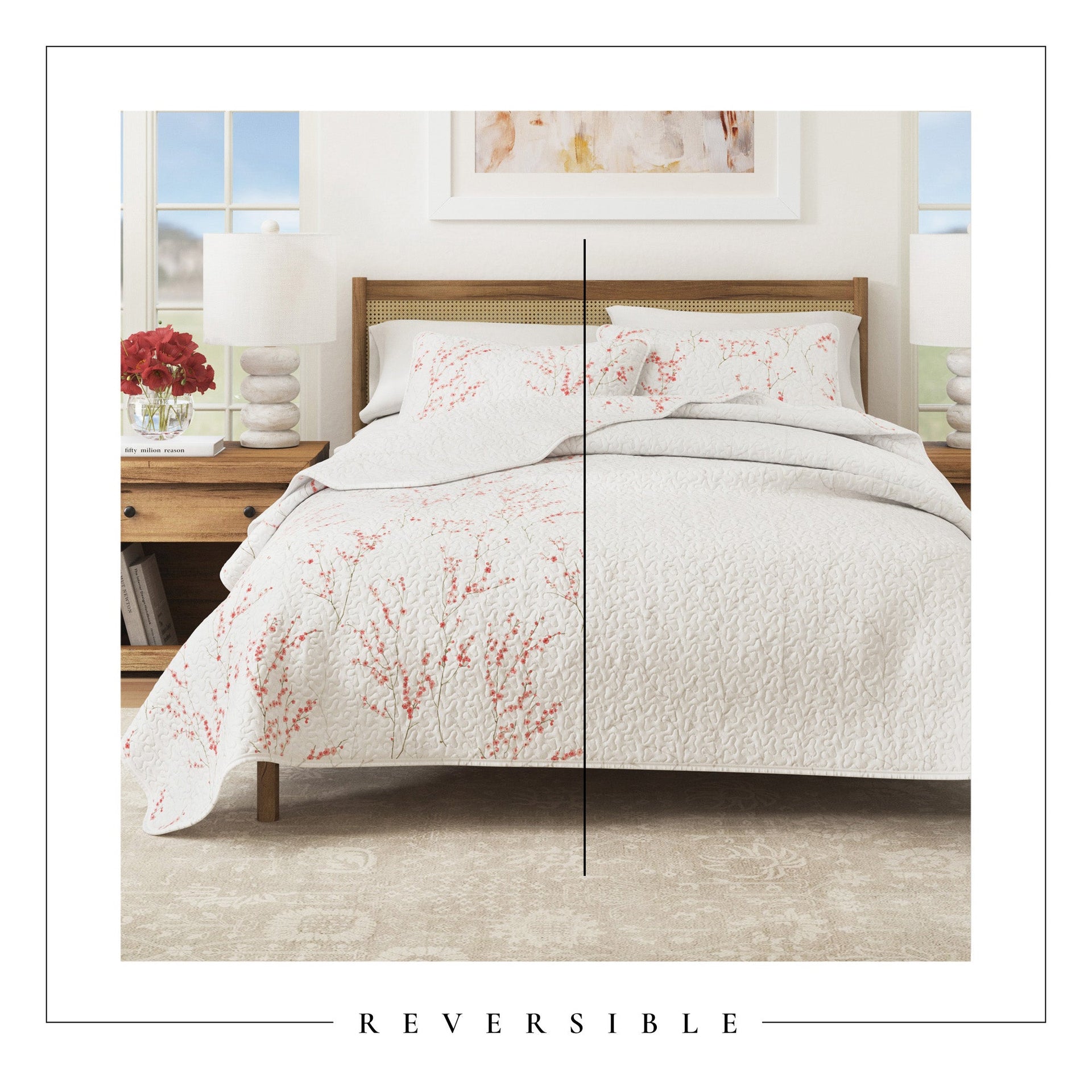 3-Piece Floral Quilt - Sakura Collection