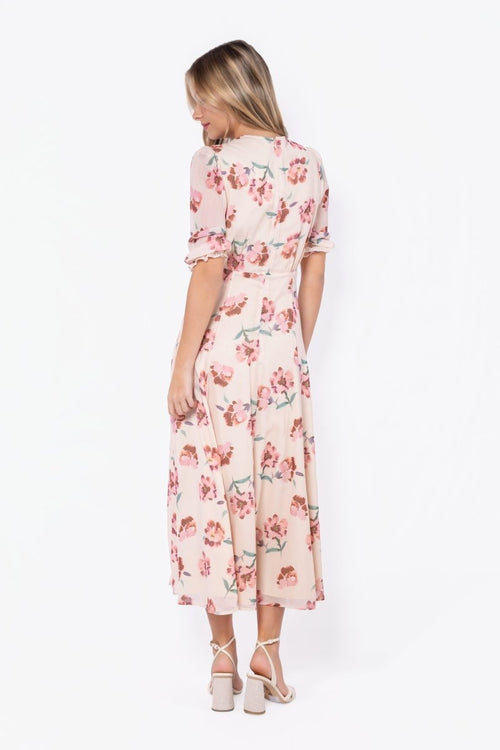 Lana Dress (Beige/Pink)