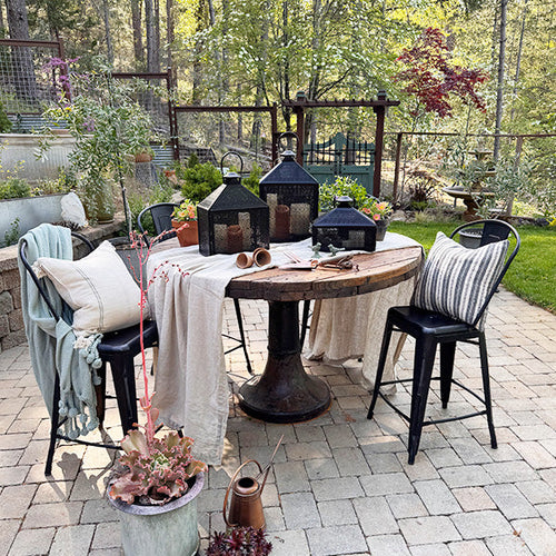 Perforated Iron Metal Lanterns, Set of Three