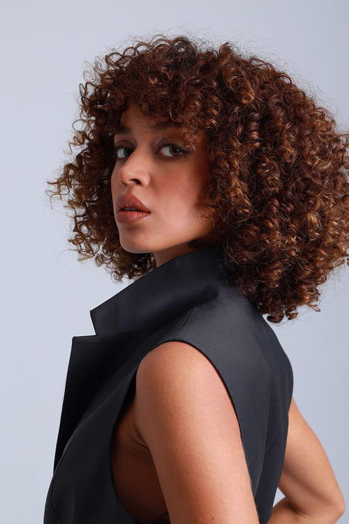 Broadway Liza Longline Virgin Wool Waistcoat in Deep Black