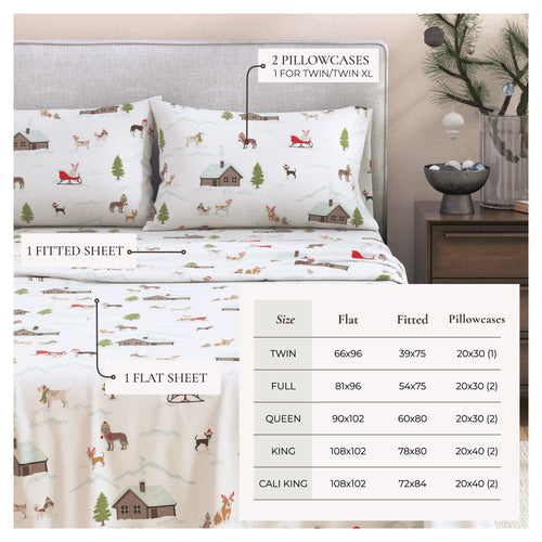 Turkish Cotton Christmas Flannel Sheet - Whittaker Collection