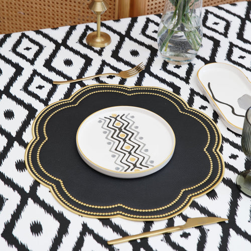 NURTURE BLACK GOLD SCALLOPED FAUX LEATHER PLACEMAT