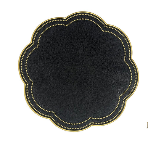 NURTURE BLACK GOLD SCALLOPED FAUX LEATHER PLACEMAT