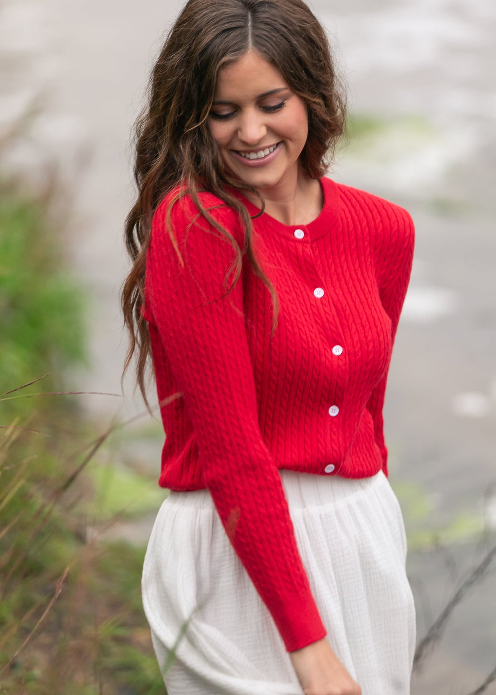 Inherit Co. Women's Mason Red Button Up Cardigan