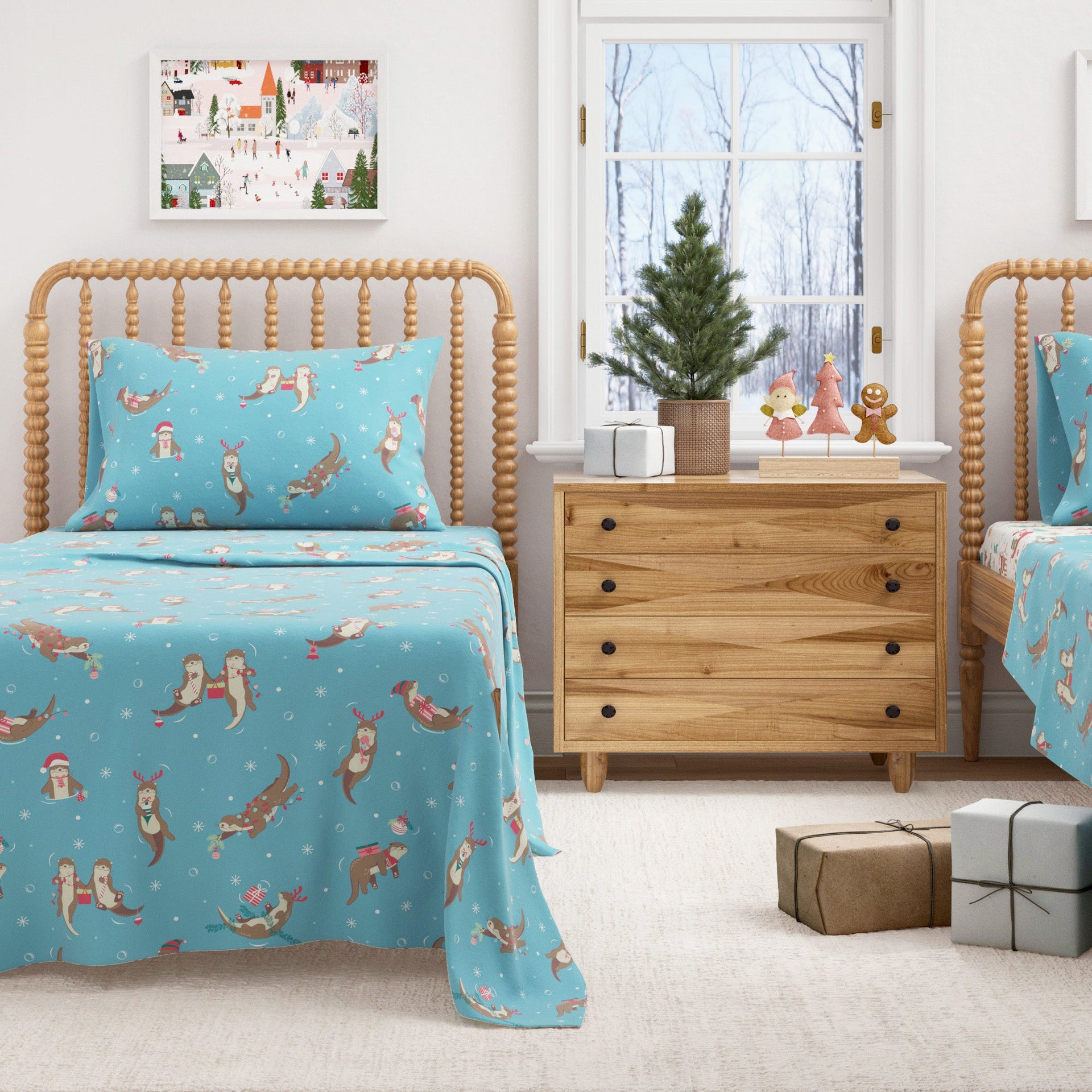 Turkish Cotton Christmas Flannel Sheet - Whittaker Collection