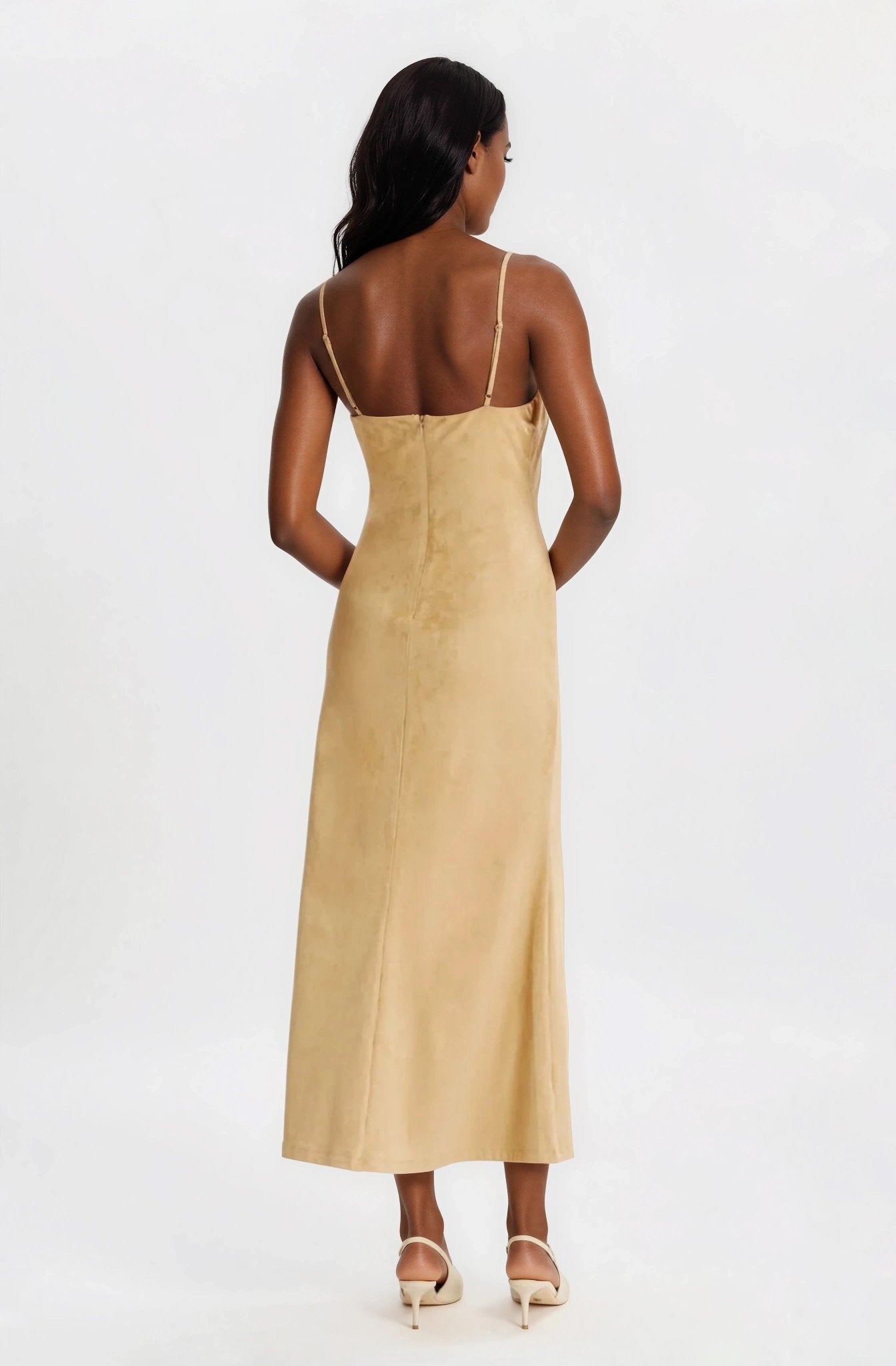 Nadira Faux Suede Dress – Soft Camel (Final Sale)