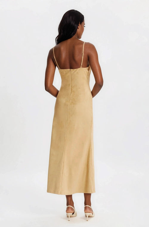 Nadira Faux Suede Dress – Soft Camel (Final Sale)