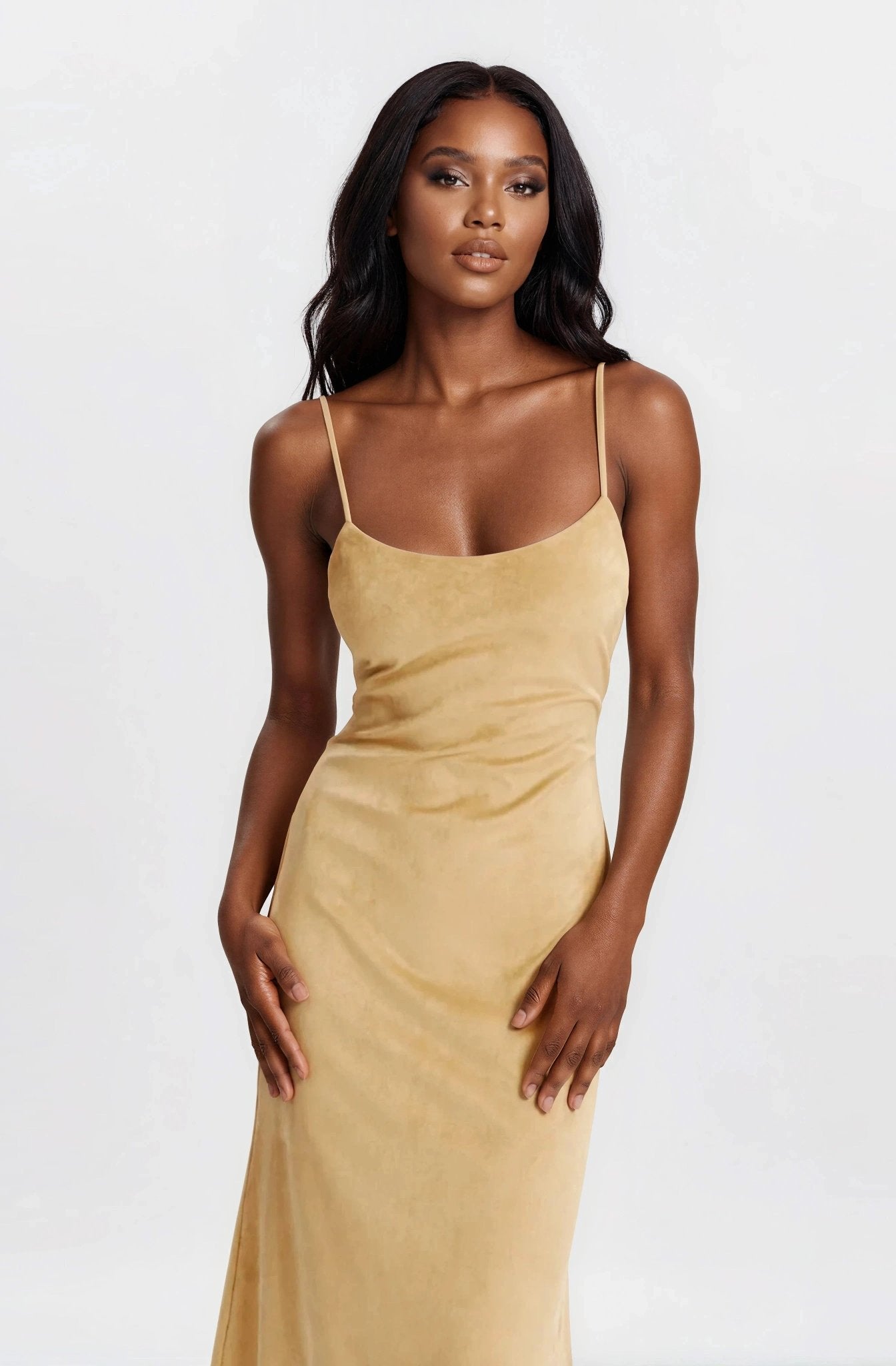 Nadira Faux Suede Dress – Soft Camel (Final Sale)