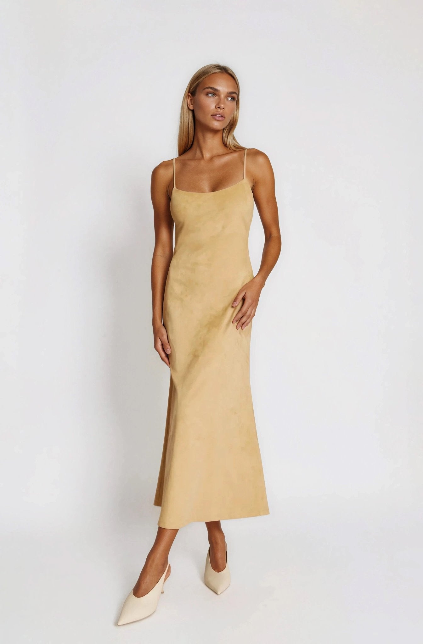 Nadira Faux Suede Dress – Soft Camel (Final Sale)