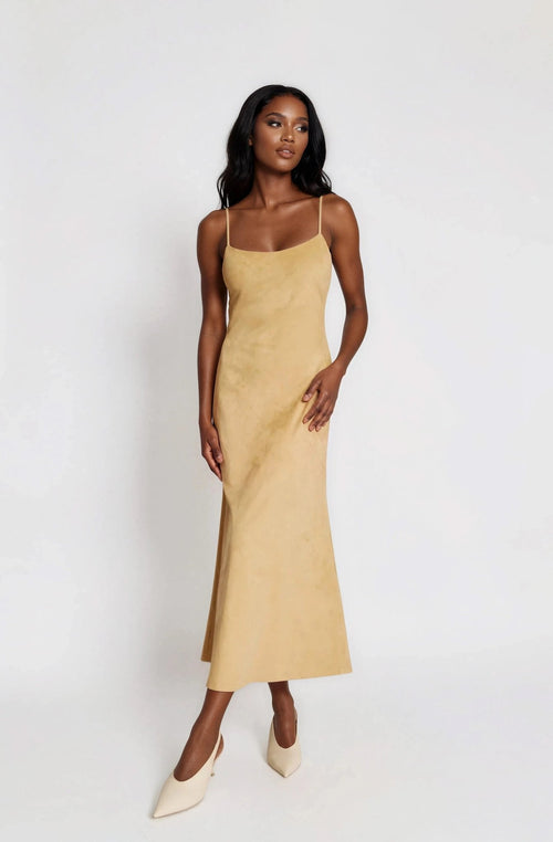 Nadira Faux Suede Dress – Soft Camel (Final Sale)