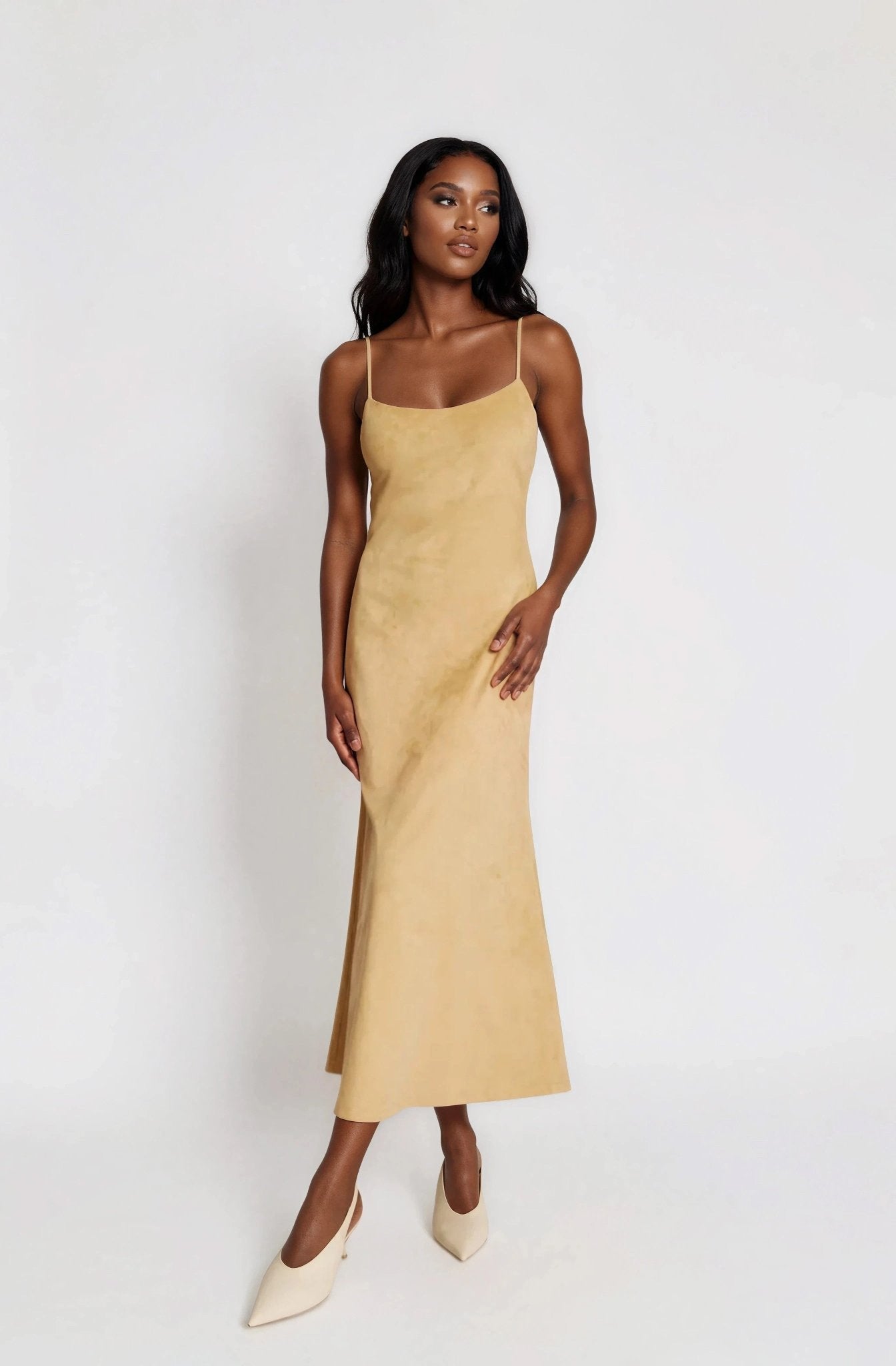 Xo Tina Women's Nadira Autumn Faux Suede Cocktail Dress – Soft Camel (Final Sale)