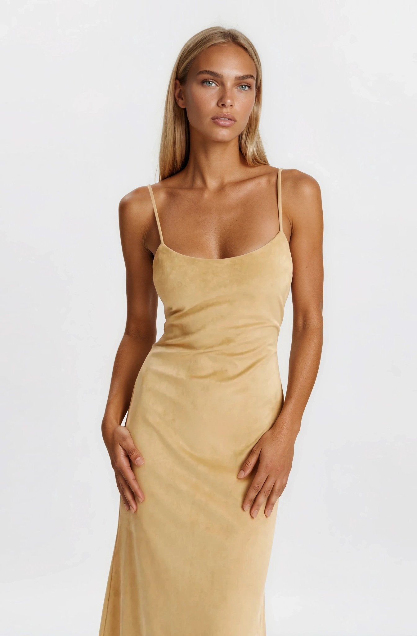 Nadira Faux Suede Dress – Soft Camel (Final Sale)