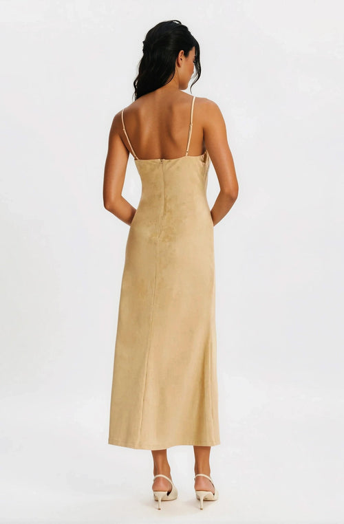 Nadira Faux Suede Dress – Soft Camel (Final Sale)