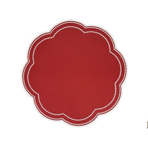 NURTURE RED SCALLOPED FAUX LEATHER PLACEMAT