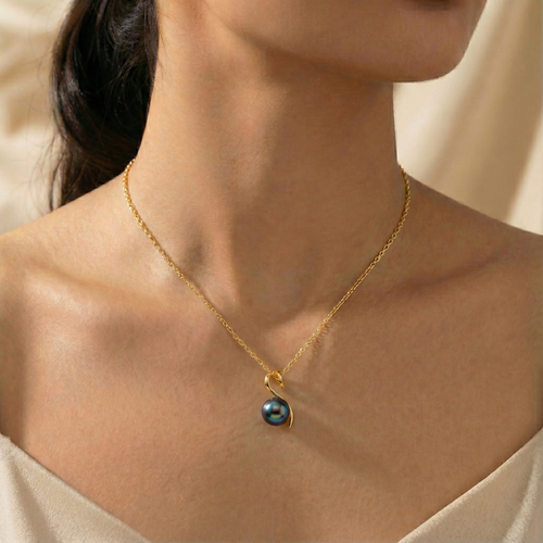 Tahitian Black Pearl Twist Necklace