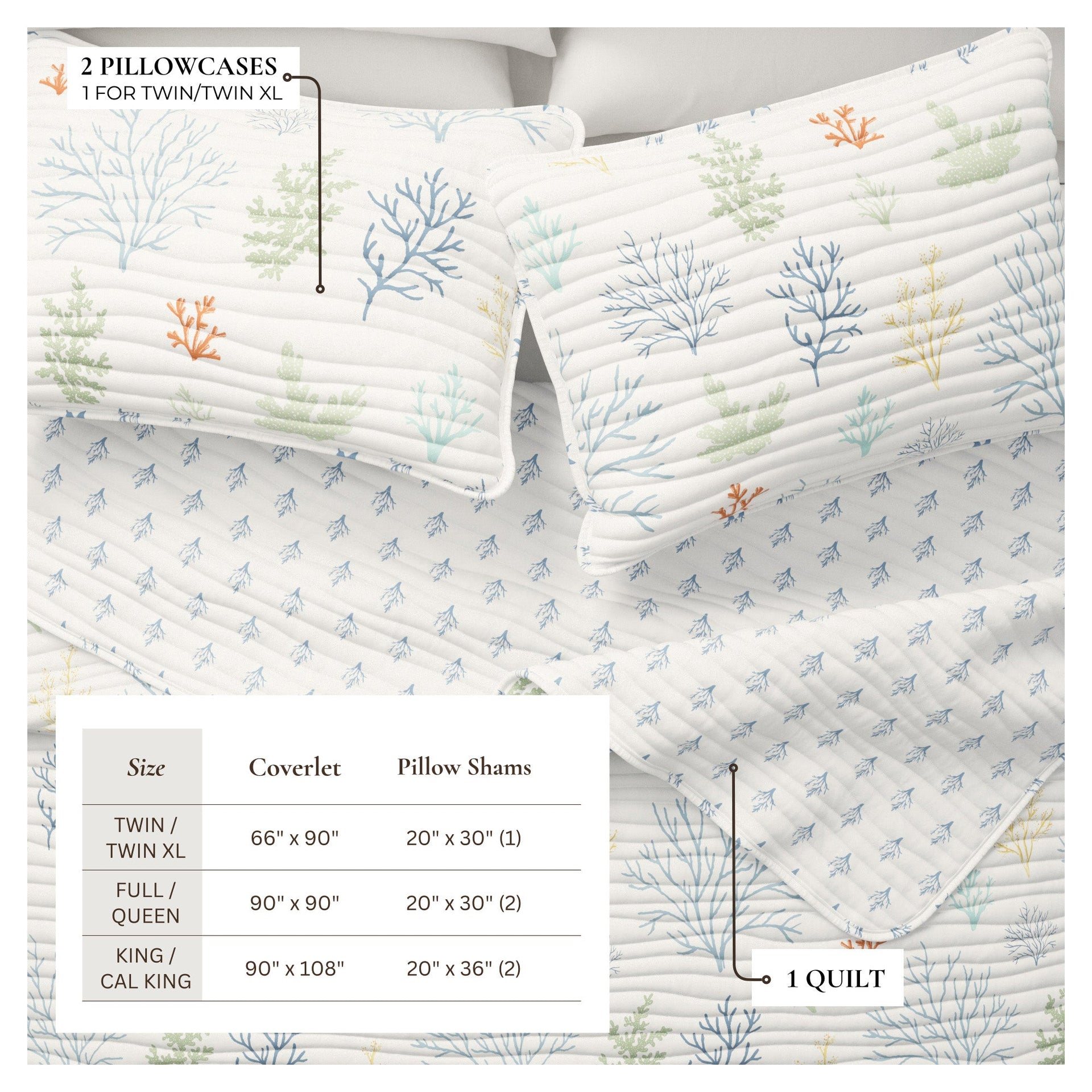 3-Piece Coastal Quilt - Maldives Collection