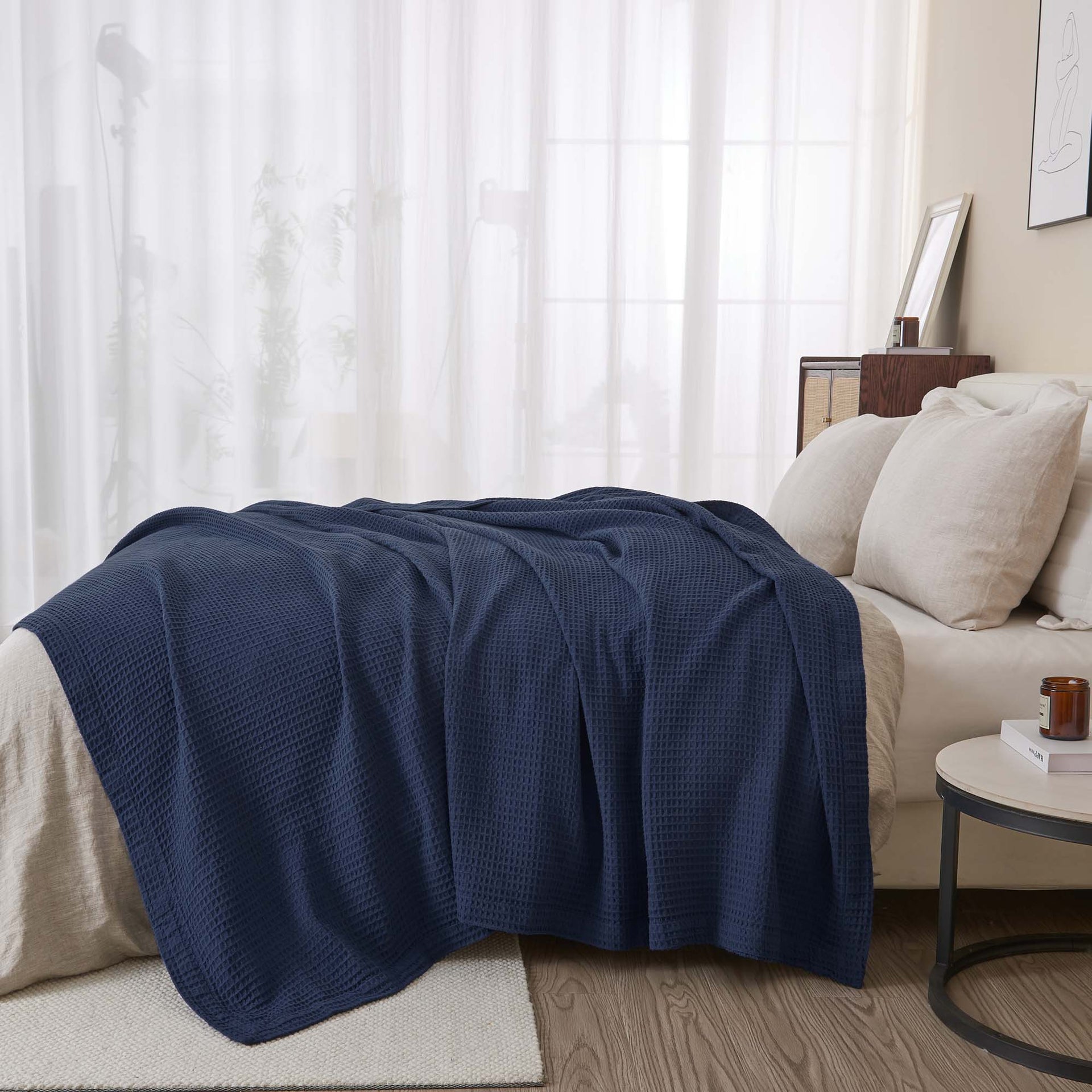 100% Cotton Waffle Weave Blanket - Mikala Collection