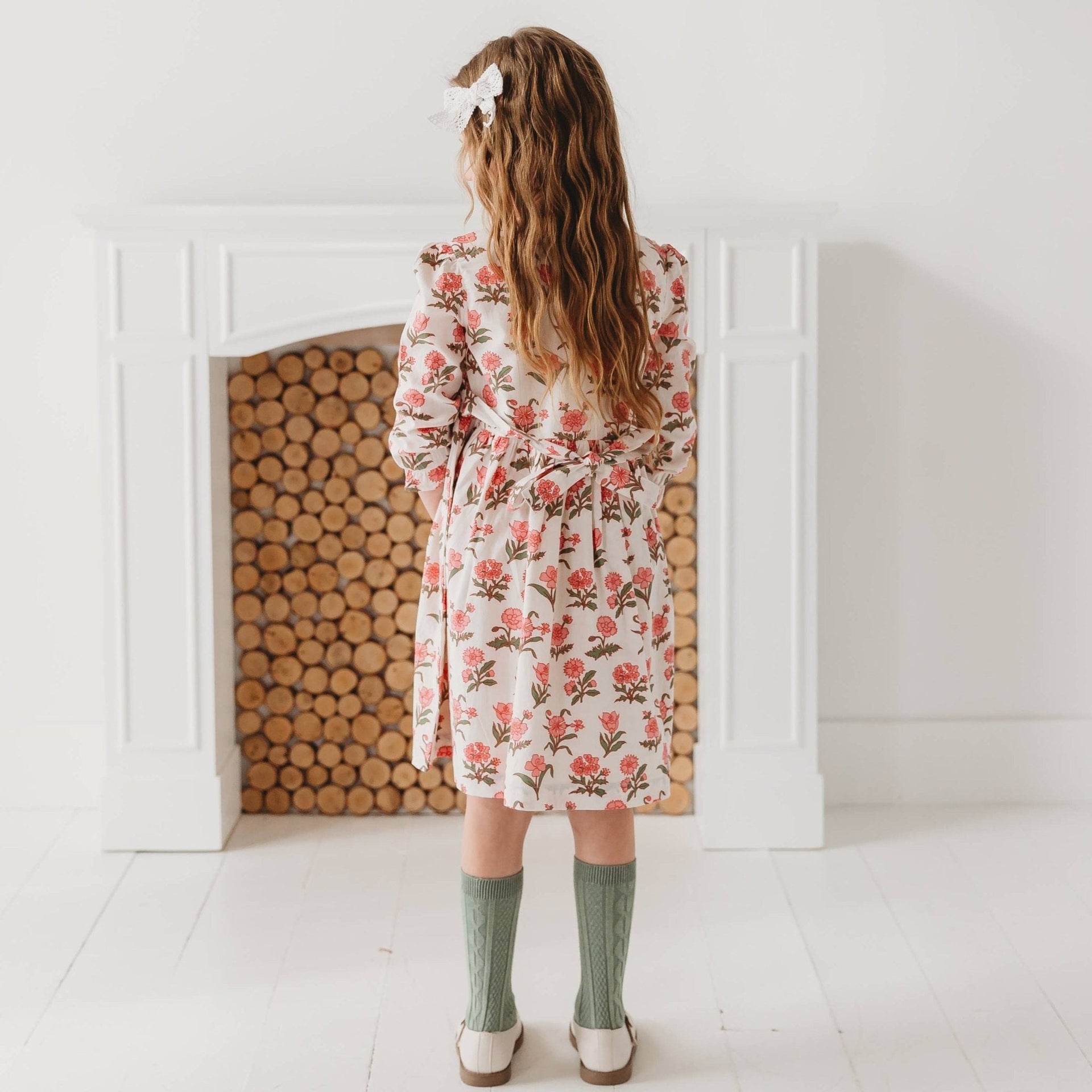 Pink Block Print Flower Enchanting Cotton Dress