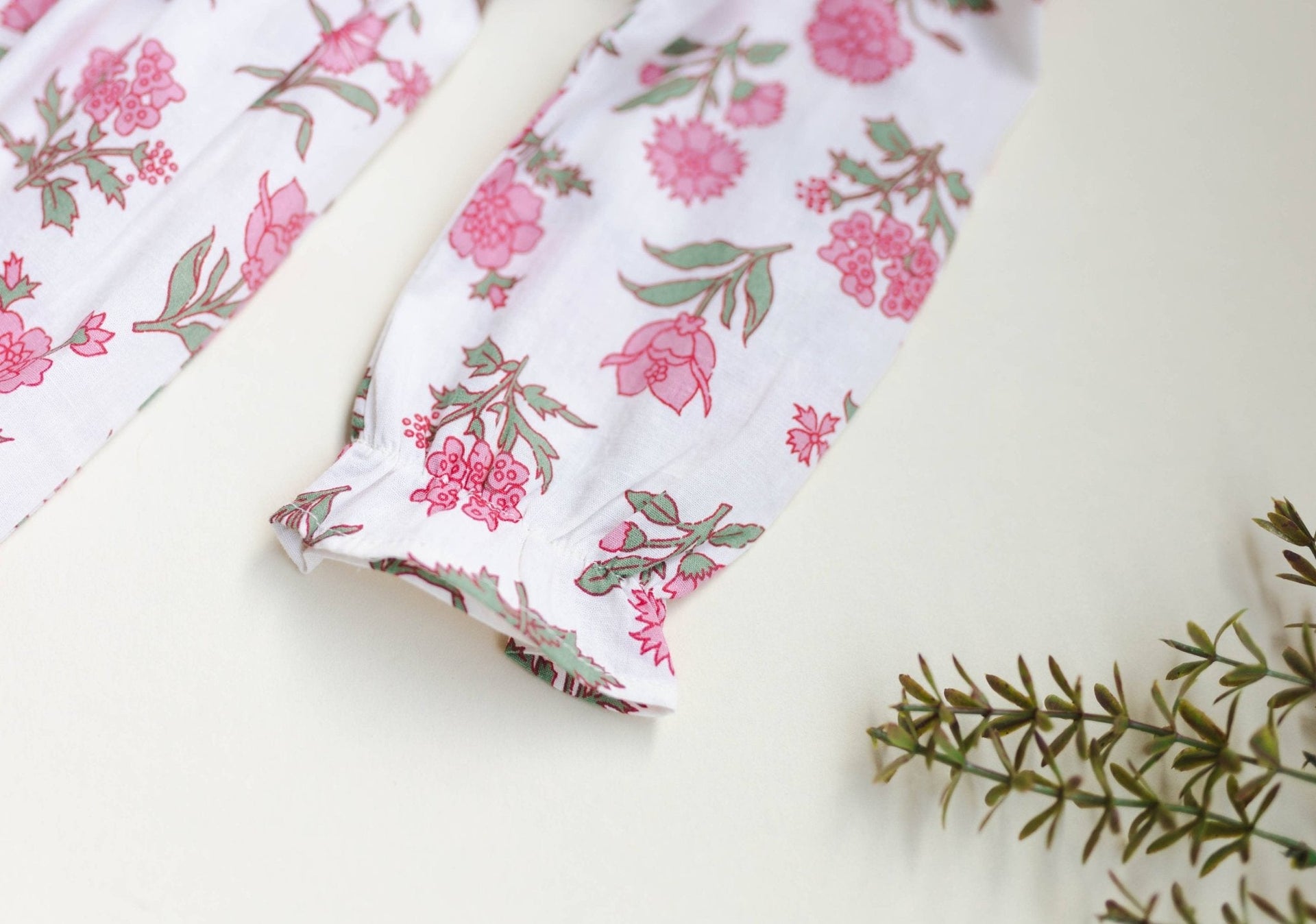 Pink Block Print Flower Enchanting Cotton Dress