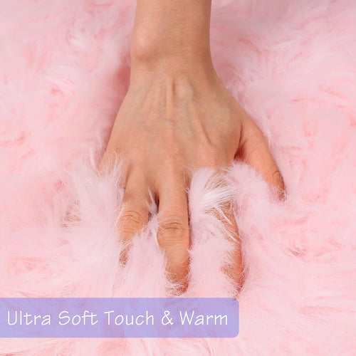 FANCY & STACY Thicken Faux Fur Rugs Plush Carpet area rug options of 4 colors 3 sizes