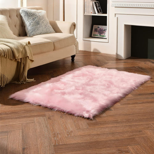 FANCY & STACY Thicken Faux Fur Rugs Plush Carpet area rug options of 4 colors 3 sizes