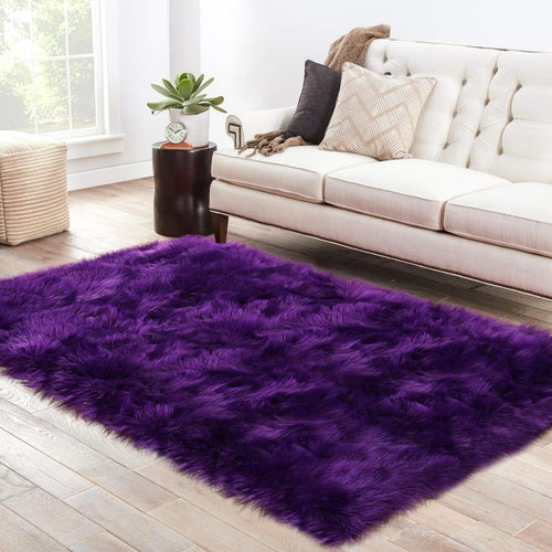 FANCY & STACY Thicken Faux Fur Rugs Plush Carpet area rug options of 4 colors 3 sizes