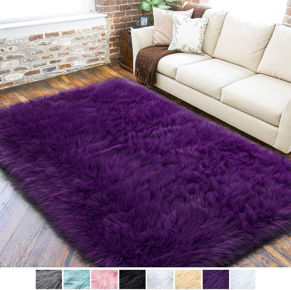 FANCY & STACY Thicken Faux Fur Rugs Plush Carpet area rug options of 4 colors 3 sizes