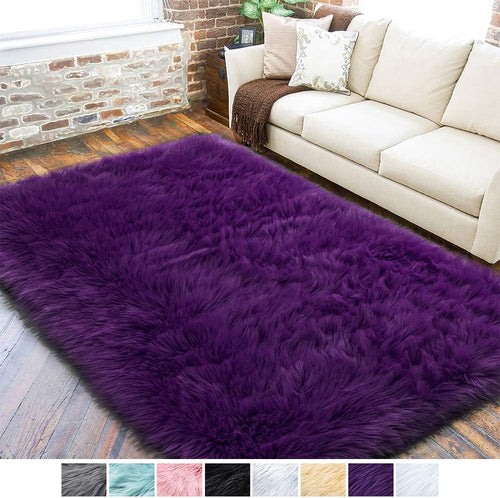 FANCY & STACY Thicken Faux Fur Rugs Plush Carpet area rug options of 4 colors 3 sizes