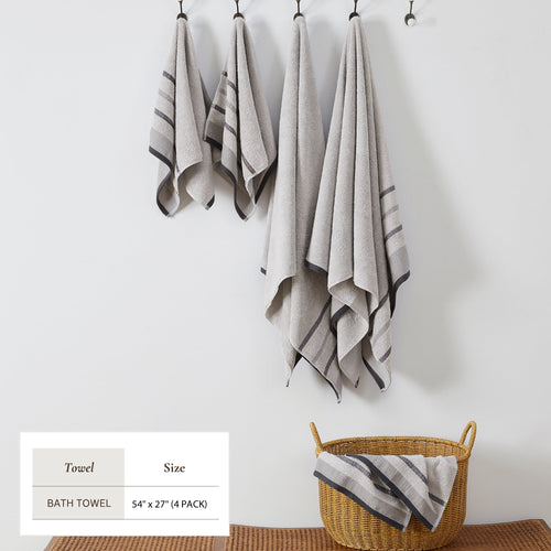 Decorative Cotton Stripe Bath Towel Set - Noelle Collection