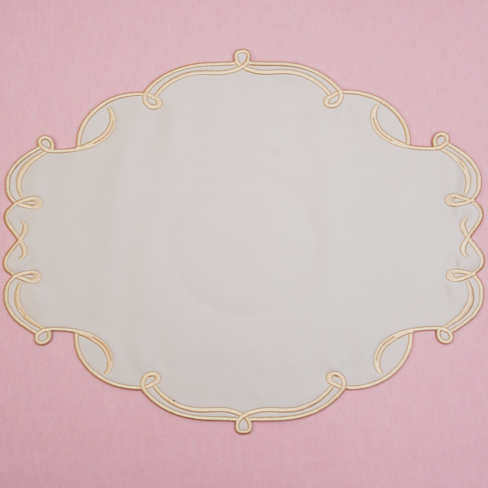 CELESTIA BEIGE OVAL FAUX LEATHER PLACEMAT & COASTER SET