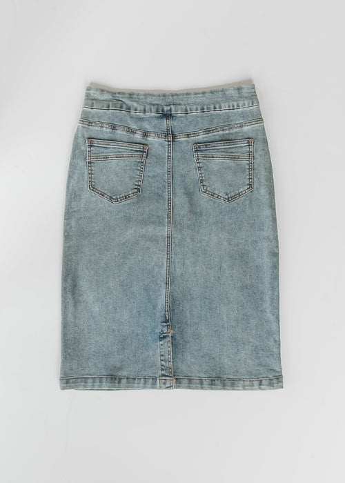 Sandra Classic Wash Midi Denim Skirt