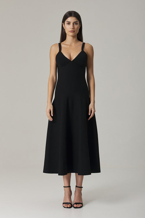 SASHA CIRCULAR KNIT DRESS IN BLACK