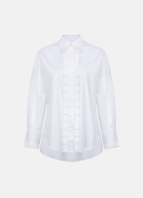 Settima Ruffled White Organic Cotton Shirt