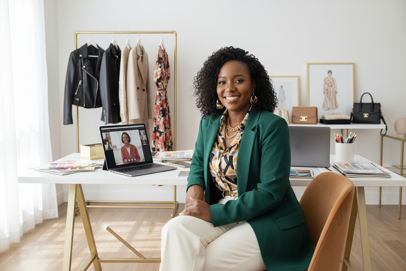 smiling black lady online fashion stylist