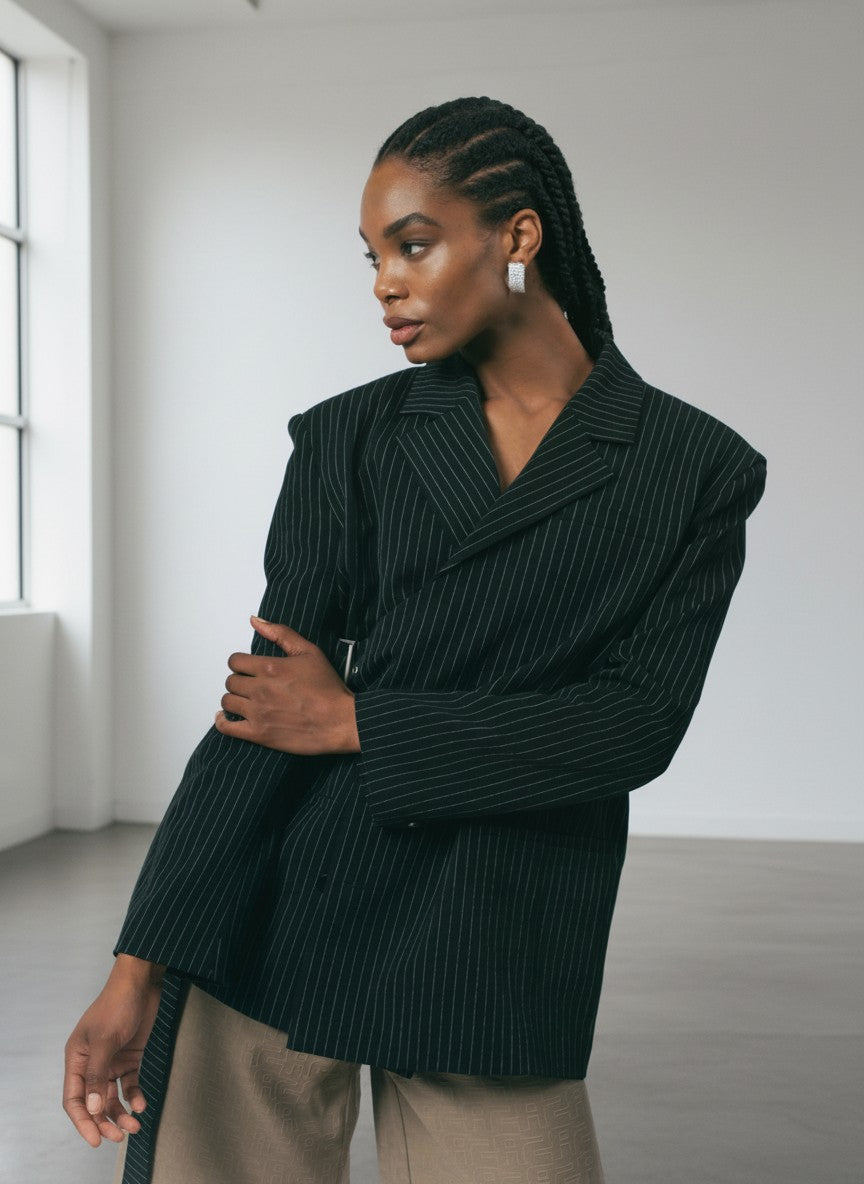 Luna Noir Pinstripe Blazer