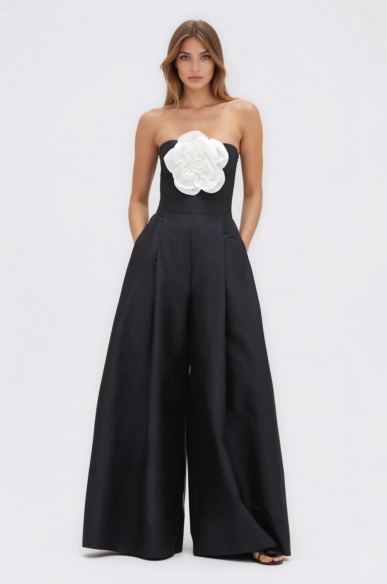 Taffeta Bloom Jumpsuit – Black (Final Sale)