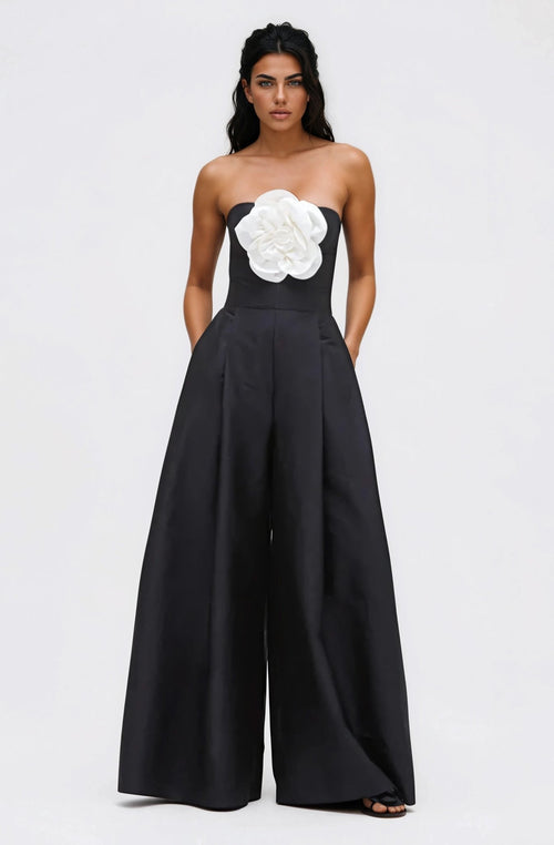Taffeta Bloom Jumpsuit – Black (Final Sale)