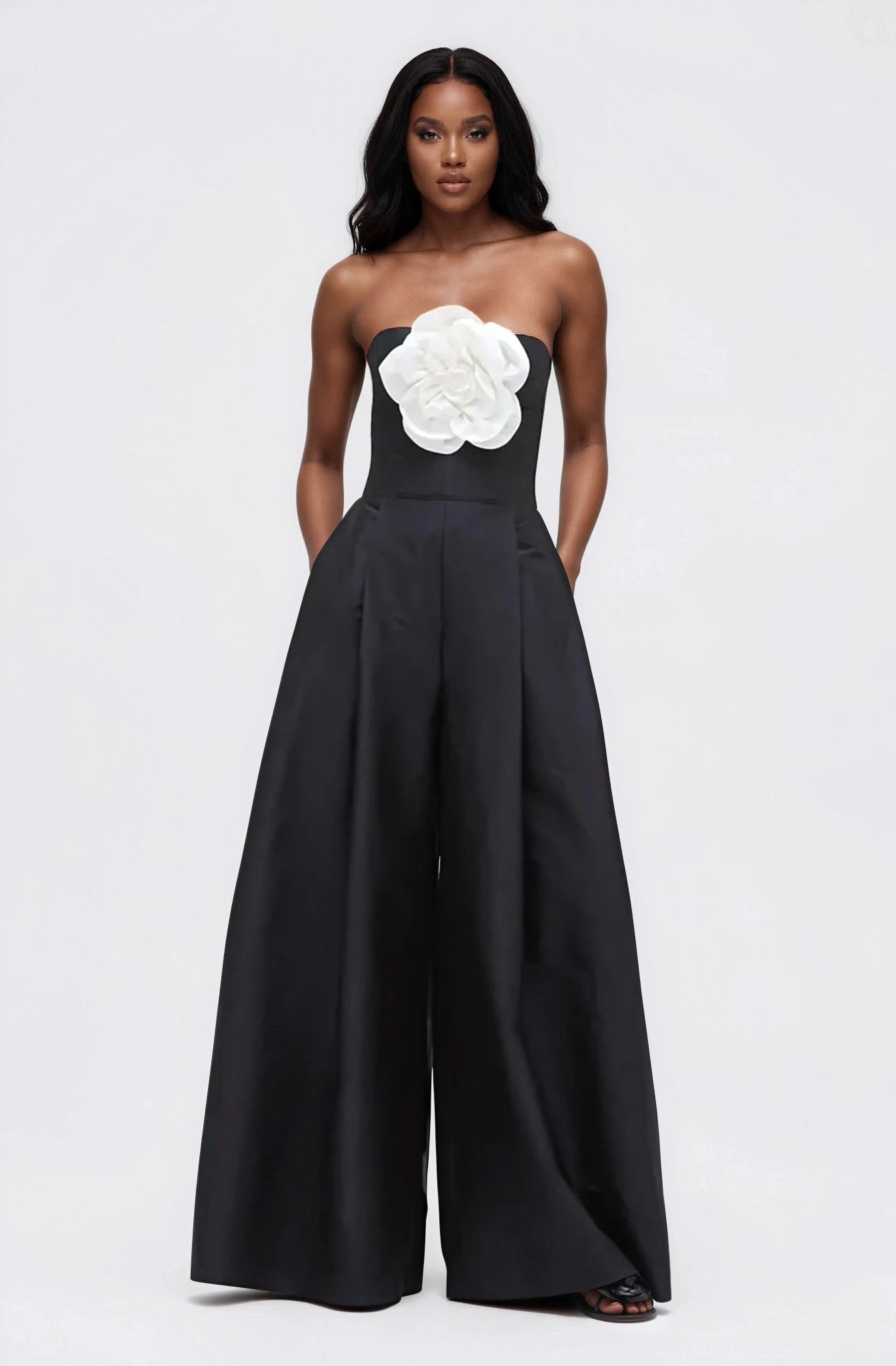 Taffeta Bloom Jumpsuit – Black (Final Sale)