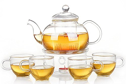 FANCY & STACY Teapot with infuser + warmer and 4 cups